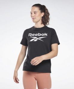Reebok Women Leather Identity Big Logo Tee- تيشيرت ريبوك للنساء لون أسود