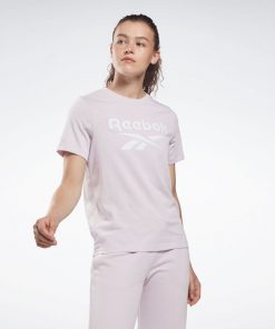 Reebok Womens' Identity Big Logo T-Shirt- تيشيرت ريبوك للنساء لون زهري