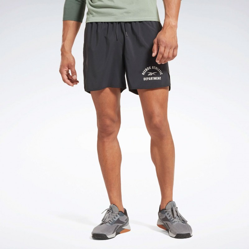 شورت ريبوك جرافيك ويفن للرجال لون أسود - Reebok Men's Training Graphic Woven Shorts - Black