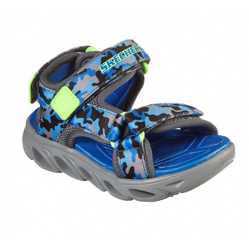 Skechers Kids' S-Lights Hypno-Splash Sun Breaks Sandals - صندل سكيتشرز هايبنو سبلاش صن بريكس للأطفال لون أسود وبرتقالي