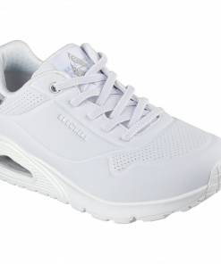 Skechers Women's Uno - Shimmer Away Shoes - حذاء سكيتشرز أونو - شيمر اويه للنساء لون فضي وأبيض