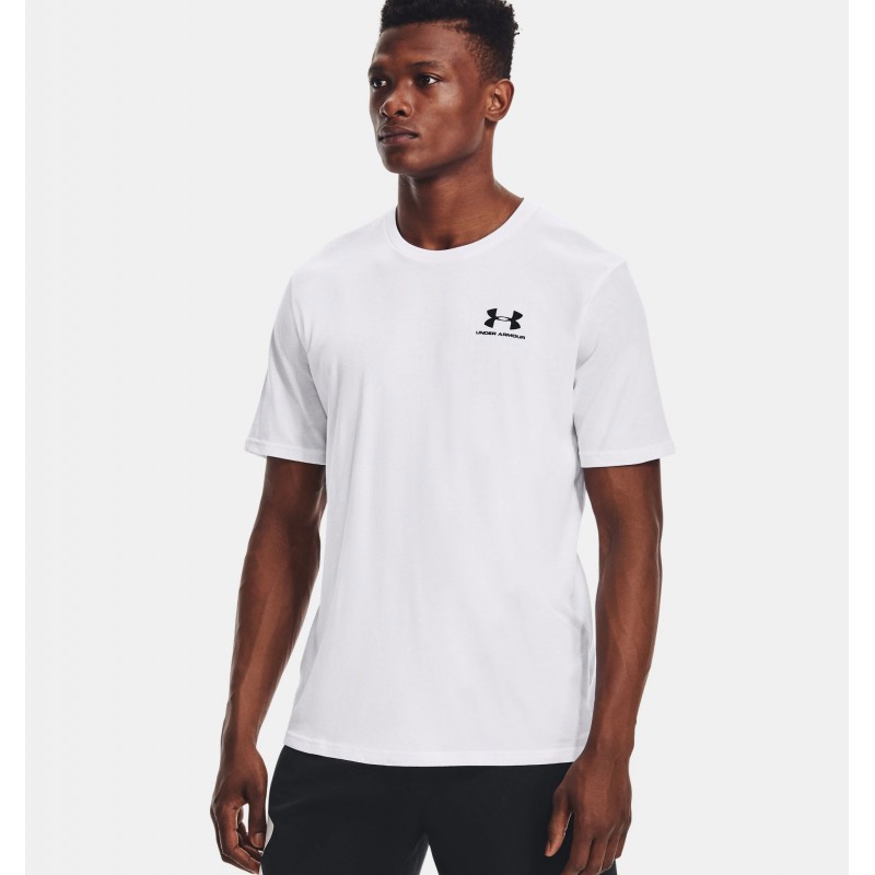 Under Armour Men's Sportstyle Left Chest T-Shirt - تيشيرت أندر آرمر سبورت ستايل ليفت تشيست بأكمام قصيرة للرجال لون أبيض