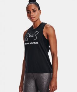 Under Armour Women's Sportstyle Logo Tank - تيشيرت تانك أندر آرمر سبورتستايل لوجو بلا أكمام للنساء لون أسود