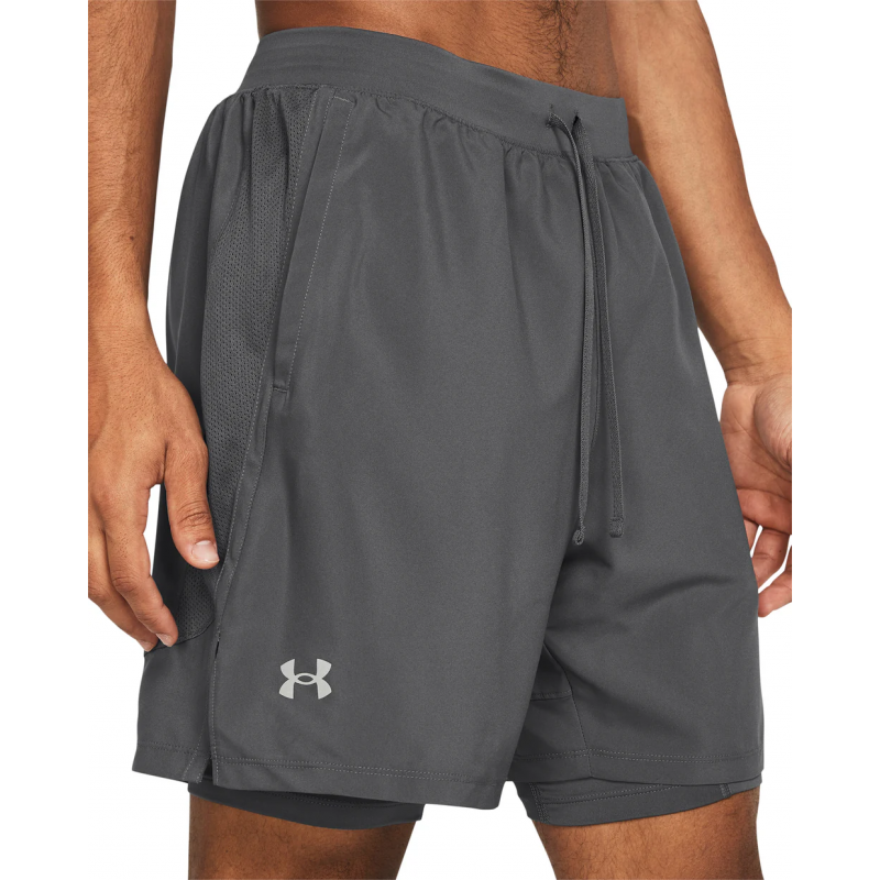 شورت اندر ارمور فل لانش7 2 في 1 للرجال لون اسود-Under Armour Men's UA Fall Launch 2-in-1 7" Shorts