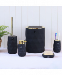 طقم اكسسوارات حمام 5 قطع LUMINOUS BLACK & GOLD