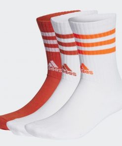 adidas Unisex' 3-Stripes Cushioned Crew Socks 3 Pairs- White