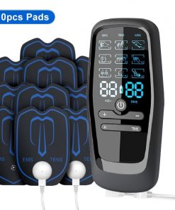 جهاز تحفيز العضلات الكهربائي EMS ذات شاشة LCD و6 مستويات مساج - خفيف الوزن ومحمول - مع 10 لزقات